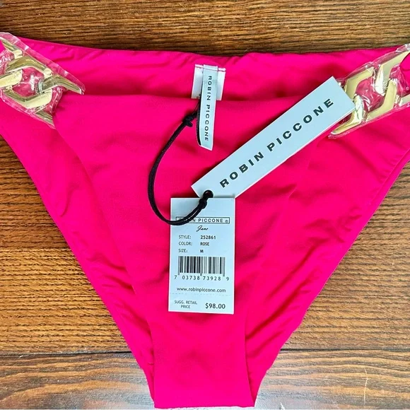 NWT ❤️ Robin Piccone Fuchsia Bikini with Gold Accents. MSRP $216 - Picture 12 of 12